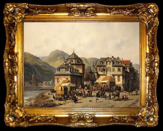 framed  unknow artist European city landscape, street landsacpe, construction, frontstore, building and architecture. 268, ta009-2